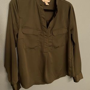 Small Olive Long Sleeve Blouse